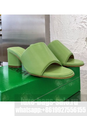 Bottega Veneta Band Calfskin Heel 5cm Sandals Green  2021 Collection 23