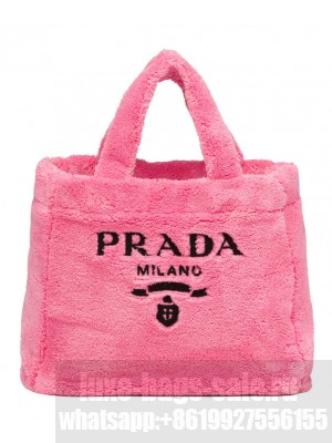 Prada Shearling Tote 1BG130 Peachblow