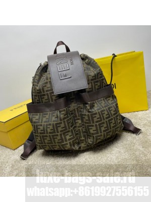 Fendi FF Jacquard Fendi Strike Medium fabric backpack 7VZ070A brown
