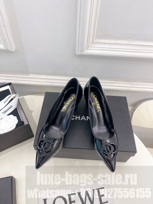 Chanel Patent Calfskin Leather Pumps 5cm with CC Heart black 2025