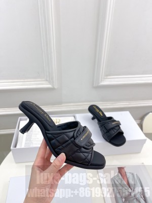 Dior Foldover Heel Slide Sandals 5.5cm in Cannage Lambskin Black 2023