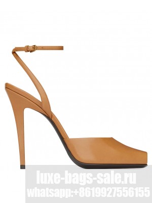 Saint Laurent Women's La Scandale Sandals In Smooth Leather Coffee
