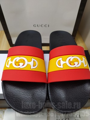 Gucci Unisex Rubber Flat Slide Sandals 012 2021 Collection