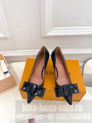 Louis Vuitton Blossom Pumps with Bow 6/8cm in Calf Leather Black 2023