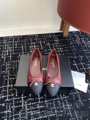 Chanel Ballet flats Lambskin & Grosgrain CC Logo burgundy 2025