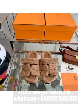 Hermes woolskin Oran Flat Slide Sandals 142 2022 Collection