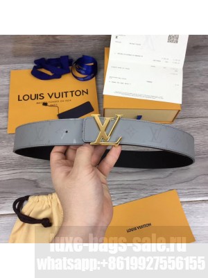 Louis Vuitton Grey 40MM Reversible Belt (Gold buckle)