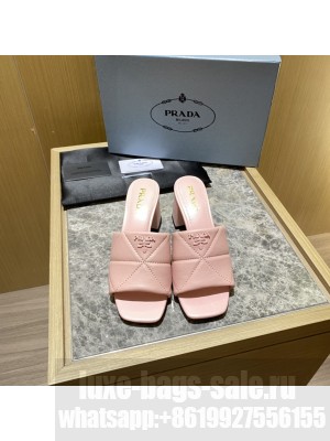 Prada Quilted leather 65 mm Block-Heel slides sandals Mule 2022 Collection 03