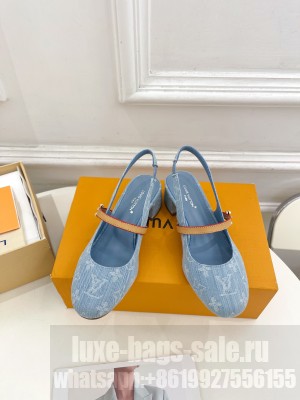 Louis Vuitton Romy Slingback Monogram denim Light Blue Pump 