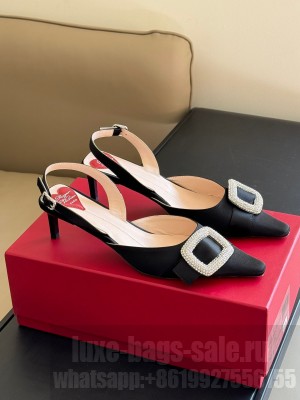 Roger Vivier Slingback Pumps in Black Satin