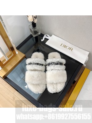 Christian Dior DIOR CHEZ MOI SLIDE Cotton Embroidery and Shearling 017