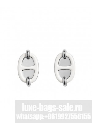 Hermes Mini Maillon Earrings White