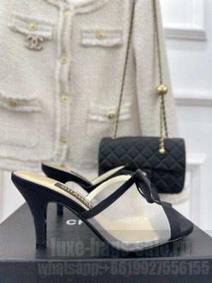 Chanel Peep toe Heel 8cm Mesh Mule White