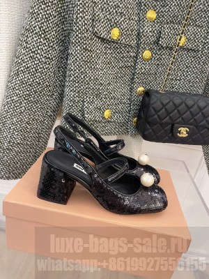 Miu Miu 6.5cm slingback pumps with  pearl black