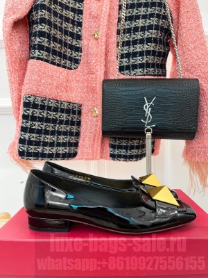 VALENTINO ONE STUD FLATS BLACK