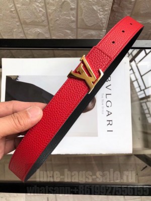 Louis Vuitton Reversible Grained Calfskin Belt 30mm with LV Buckle Red Collection