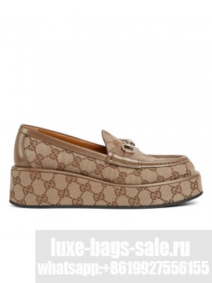 Gucci Women's Horsebit Wedge Loafer 794316 Coffee