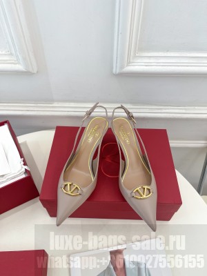 Valentino Garavani The Bold Edition Vlogo Slingback 60mm Sandals In Gray Calfskin 2025