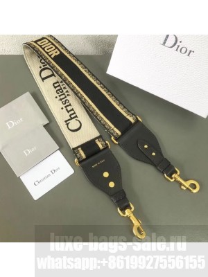 Christian Dior Embroidered Canvas Shoulder Strap Black