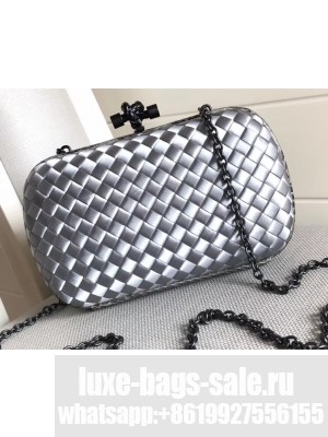 Bottega Veneta Intrecciato Chain Knot Clutch Bag Silver 