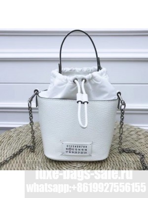 Maison Margiela Textured Leather 5AC Bucket Bag White