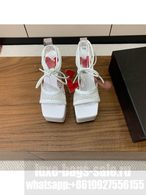 Alaïa WEDGE SANDALS LACE UP IN PATENT LEATHER WHITE