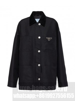 Prada Women's Technical Canvas Blouson Jacket Black