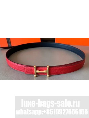 Hermes Width 2.4cm Mors H Reversible Leather Belt Black/Red