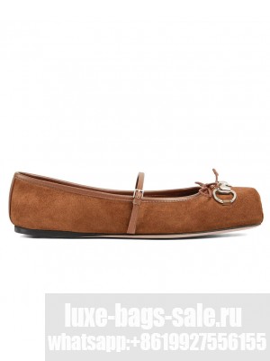 Gucci Women's Horsebit Ballet Flat 814414 Coffee