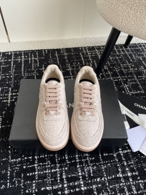 Chanel Wool & Mixed Fibers Light Pink G46011 Sneakers