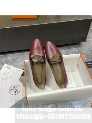 Hermes Bilbao ballet goatskin Burgandy flat Loafer 2021 Collection