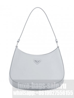 Prada Cleo Brushed Leather Shoulder Bag 1BC499 Gray