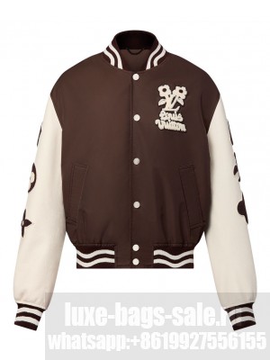 Louis Vuitton Women's Embroidered Varsity Jacket Dark Coffee