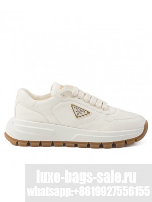 Prada Unisex Prax 01 Leather Sneakers White
