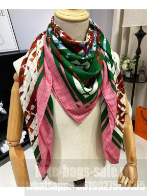 Hermes Women's Coaching Deja-Vu Scarf Pink