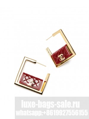 Chanel Women's Hoop Earrings ABC282 Red