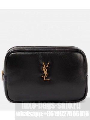 SAINT LAUREN CALYPSO COSMETIC POUCH IN LAMBSKIN 767101 black