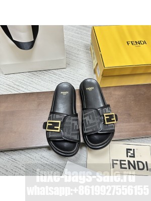 Fendi Feel Dove FF chenille slides 2023 black