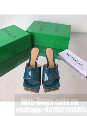 Bottega Veneta Stretch Patent Leather 9cm Mule Slide Blaster Blue Sandals 2022 Collection