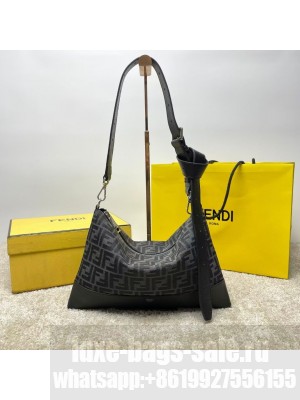 Fendi After FF Camellia-colored leather bag with laser-cut FF F7604 black