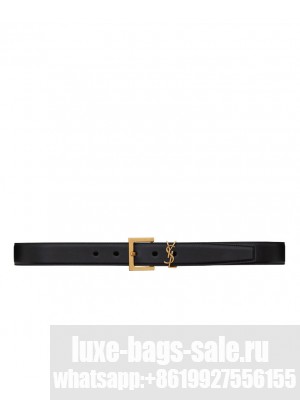 Saint Laurent Monogram Belt With Square Buckle Black