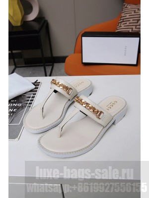 Gucci Women's thong sandal with chain White 2021 Collection 