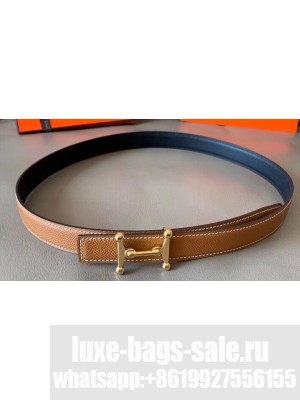 Hermes Width 2.4cm Mors H Reversible Leather Belt Black/Brown