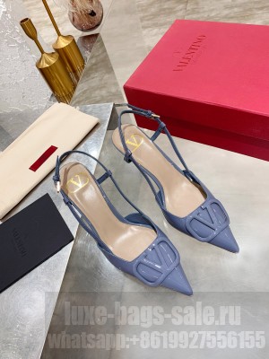 VALENTINO VLOGO SIGNATURE PATENT LEATHER SLINGBACK PUMP 70MM BLUE 2021 Collection