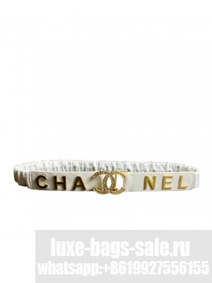 Chanel Stretch Sheepskin Leather Belt White
