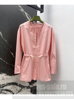 Gucci Women's Open Collar Shirt Jumpsuit Pink