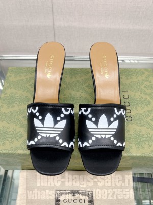 Adidas x Gucci Leather Slide Sandals 7.5cm 2023 Black