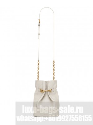 Saint Laurent Le Maillon Hook Bucket Bag In Supple Leather Cream