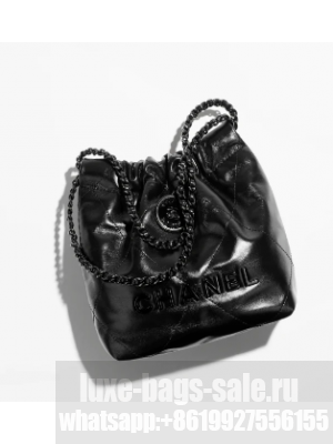 CHANEL 22 MINI HANDBAG AS3980 Shiny Calfskin &black