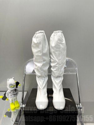 Jil Sander 7cm Round heel stretch long boots white